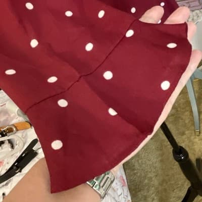 Everly Women's Red Polka Dot Wrap Around 3/4 Sleeve Blouse - Thumbnail 6