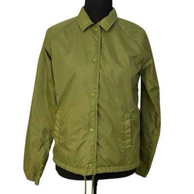 Vans Womens Green Coach Jacket With Logo Sleeve Size XS - Image 1