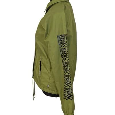 Vans Womens Green Coach Jacket With Logo Sleeve Size XS - Thumbnail 5