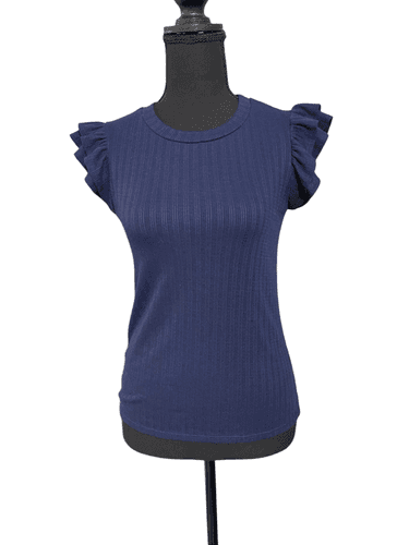 Gilli Women’s Stretched Rib Ruffle Shirt Sleeve Shirt Top size Small - Thumbnail 2