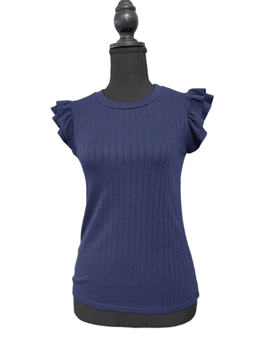 Gilli Women’s Stretched Rib Ruffle Shirt Sleeve Shirt Top size Small - Thumbnail 3