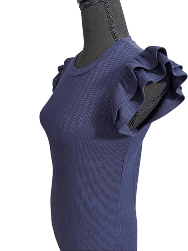 Gilli Women’s Stretched Rib Ruffle Shirt Sleeve Shirt Top size Small - Thumbnail 9
