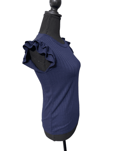 Gilli Women’s Stretched Rib Ruffle Shirt Sleeve Shirt Top size Small - Thumbnail 6