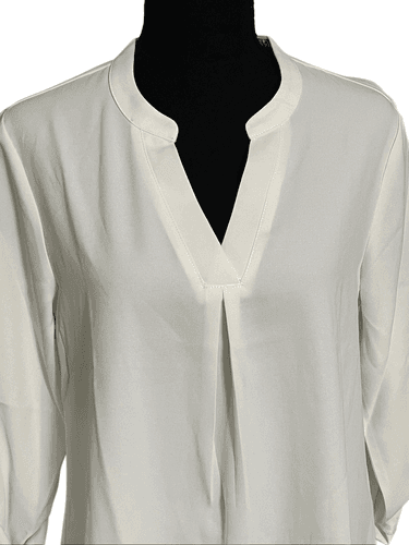 Gaharu Women’s V-Neck L/S Chiffon Tunic Roll Over Tab Top/Blouse - Thumbnail 4