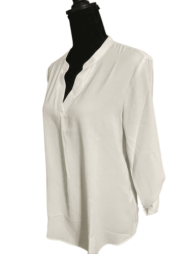 Gaharu Women’s V-Neck L/S Chiffon Tunic Roll Over Tab Top/Blouse - Thumbnail 5