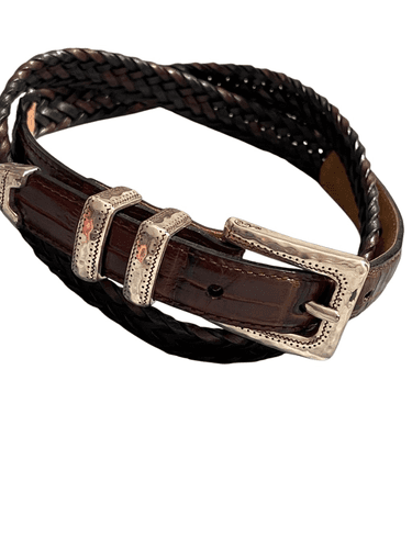 Brighton Vintage Braided Leather With Silver Buckle size Medium Belt - Image 1