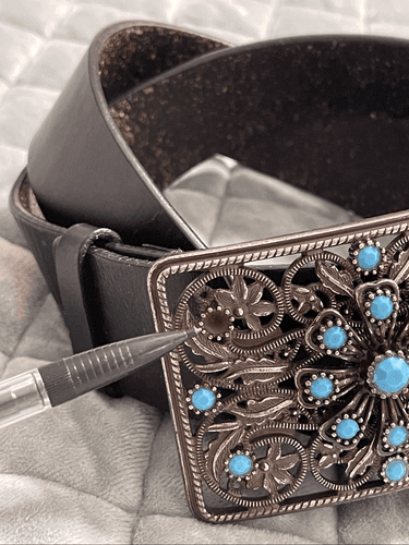 Western Style Filigree Faux Turquoise Silver Black Western Cowgirl Belt Size Med - Thumbnail 4
