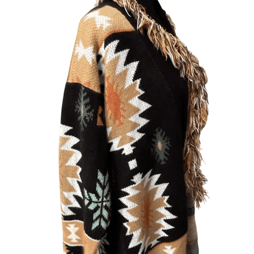BKE Women’s Southwestern Style Waterfall Long Fringed Cardigan/Sweater - Thumbnail 3