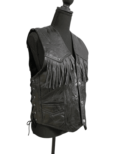 Navarre Leather Co Ladies Italian Stone Design Genuine Buffalo Leather Fringed B - Thumbnail 3