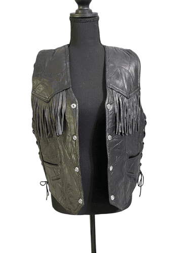 Navarre Leather Co Ladies Italian Stone Design Genuine Buffalo Leather Fringed B - Image 1