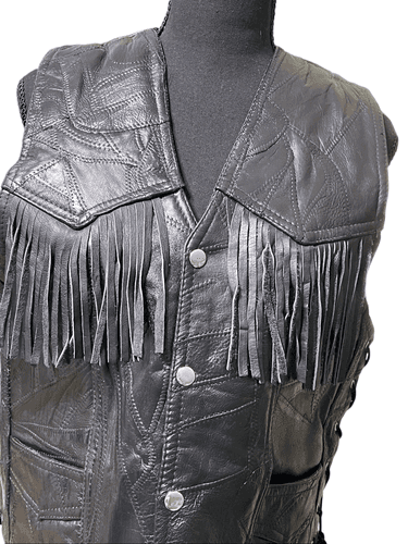 Navarre Leather Co Ladies Italian Stone Design Genuine Buffalo Leather Fringed B - Thumbnail 2