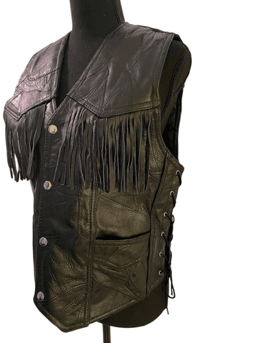 Navarre Leather Co Ladies Italian Stone Design Genuine Buffalo Leather Fringed B - Thumbnail 5