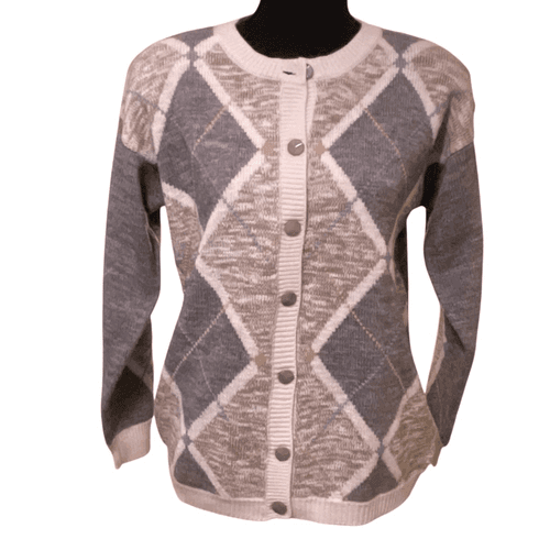 Dana Scott Fall Collection Vintage 90’s Women’s Argyle Cardigan Sweater - Thumbnail 3