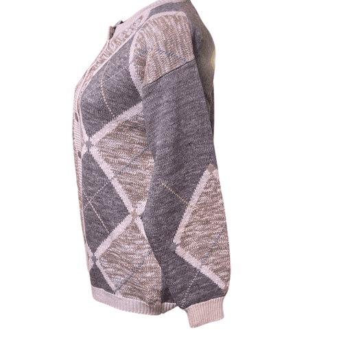 Dana Scott Fall Collection Vintage 90’s Women’s Argyle Cardigan Sweater - Thumbnail 6