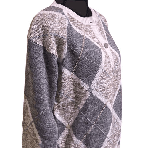 Dana Scott Fall Collection Vintage 90’s Women’s Argyle Cardigan Sweater - Thumbnail 5