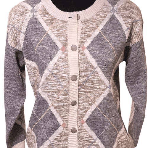 Dana Scott Fall Collection Vintage 90’s Women’s Argyle Cardigan Sweater - Thumbnail 4