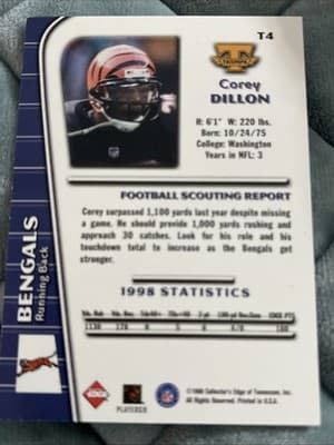 1999 Collector's Edge Triumph - Corey Dillon #T4 - Thumbnail 3