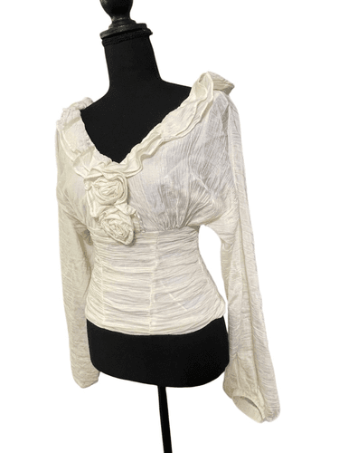 Trang Axit Women’s Romantic Era Chiffon Rose-Bodice Peasant Top size XS - Thumbnail 3