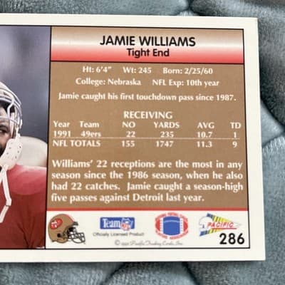 1992 Pacific - Jamie Williams #286 - Thumbnail 4