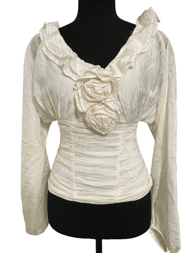 Trang Axit Women’s Romantic Era Chiffon Rose-Bodice Peasant Top size XS - Thumbnail 2