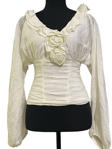 Trang Axit Women’s Romantic Era Chiffon Rose-Bodice Peasant Top size XS - Thumbnail 5