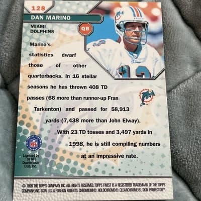 1999 Topps Finest - Gems Dan Marino #128 - Thumbnail 3