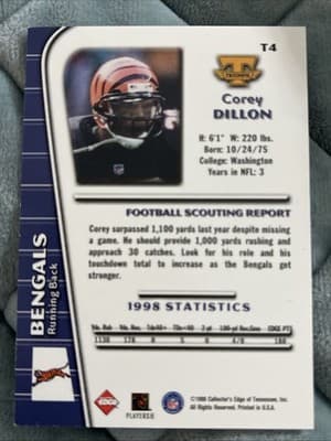 1999 Collector's Edge Triumph - Corey Dillon #T4 - Thumbnail 2