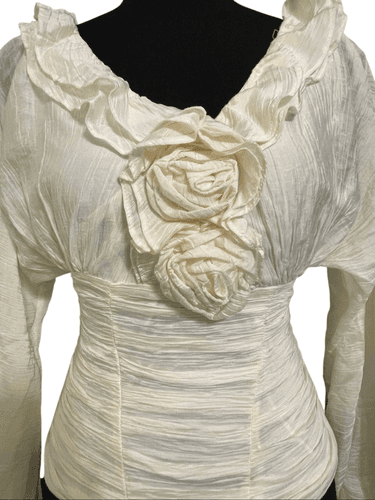 Trang Axit Women’s Romantic Era Chiffon Rose-Bodice Peasant Top size XS - Thumbnail 8