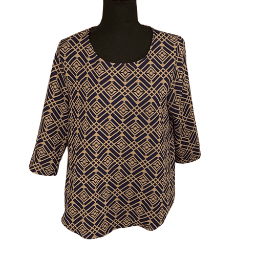 Everly Women’s 3/4 Sleeve Aztec Top/Blouse - Image 1