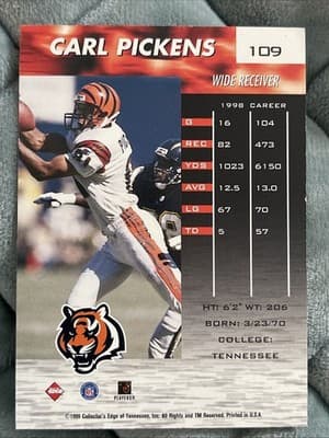 1999 Collector's Edge Fury - Carl Pickens #109 - Thumbnail 2