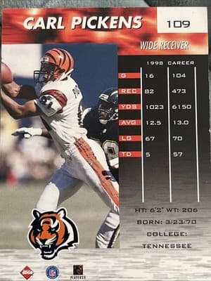 1999 Collector's Edge Fury - Carl Pickens #109 - Thumbnail 4