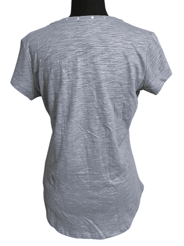 Seven7 Women’s S/S V-Neck Studded Metallic Design T-Shirt/Top - Thumbnail 4