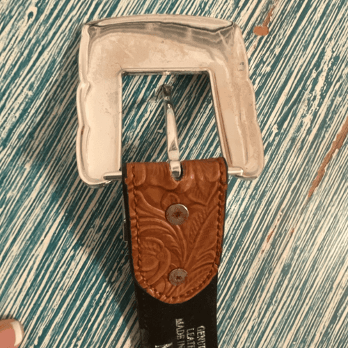 Praying Cowboy Vintage 2-Toned Hand-tooled Large Buckle Men’s Western/Cowboy Bel - Thumbnail 16