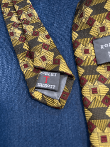 Vintage Robert Talbott Nordstrom Men’s Geometric Style Silk Tie - Thumbnail 6