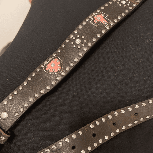 Nocona Women’s Jewel Studded Hearts/Crosses Leather/Silver Western Cowgirl Belt - Thumbnail 2