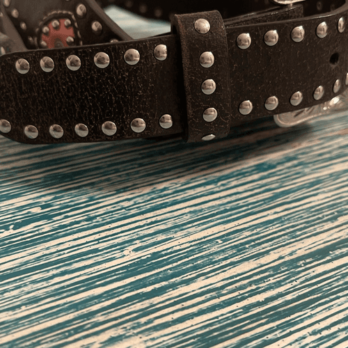Nocona Women’s Jewel Studded Hearts/Crosses Leather/Silver Western Cowgirl Belt - Thumbnail 11