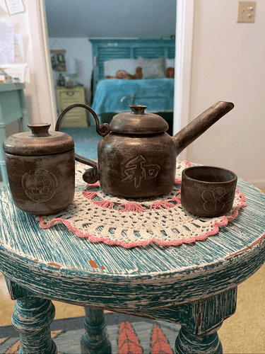 Yixing Zisha Wood Fired Clay Tea Pot w/Sugar Bowl and Cup - Image 1