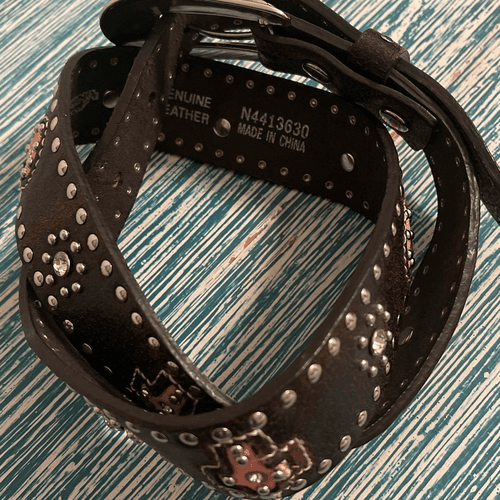 Nocona Women’s Jewel Studded Hearts/Crosses Leather/Silver Western Cowgirl Belt - Thumbnail 13