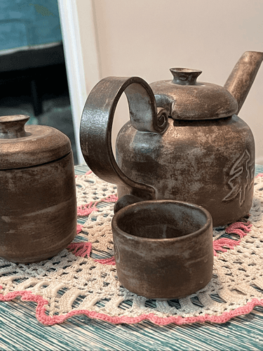 Yixing Zisha Wood Fired Clay Tea Pot w/Sugar Bowl and Cup - Thumbnail 7