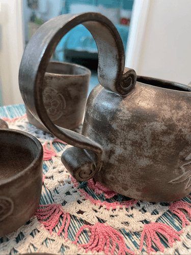 Yixing Zisha Wood Fired Clay Tea Pot w/Sugar Bowl and Cup - Thumbnail 8