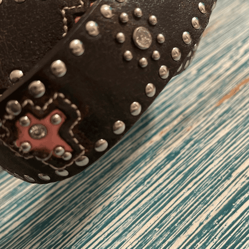 Nocona Women’s Jewel Studded Hearts/Crosses Leather/Silver Western Cowgirl Belt - Thumbnail 8