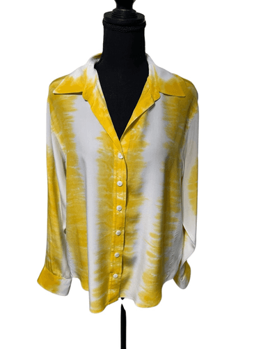 Fifteen Twenty Women’s Yellow Tie Dye 100% Silk L/S Blouse/Top size Large Front - Thumbnail 2