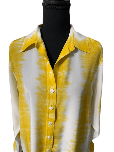 Fifteen Twenty Women’s Yellow Tie Dye 100% Silk L/S Blouse/Top size Large Front - Thumbnail 4