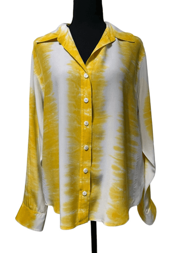 Fifteen Twenty Women’s Yellow Tie Dye 100% Silk L/S Blouse/Top size Large Front - Thumbnail 3