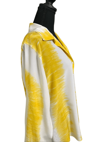 Fifteen Twenty Women’s Yellow Tie Dye 100% Silk L/S Blouse/Top size Large Front - Thumbnail 7