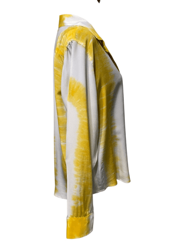 Fifteen Twenty Women’s Yellow Tie Dye 100% Silk L/S Blouse/Top size Large Front - Thumbnail 8