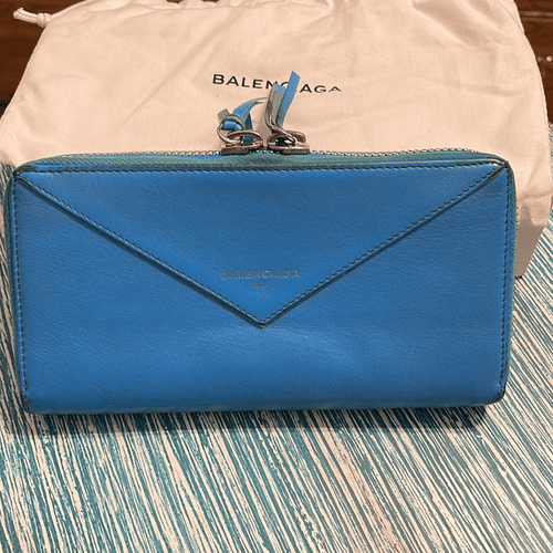 Balenciaga Papier Continental Lagoon Blue Wallet With Authenticity Included - Image 1
