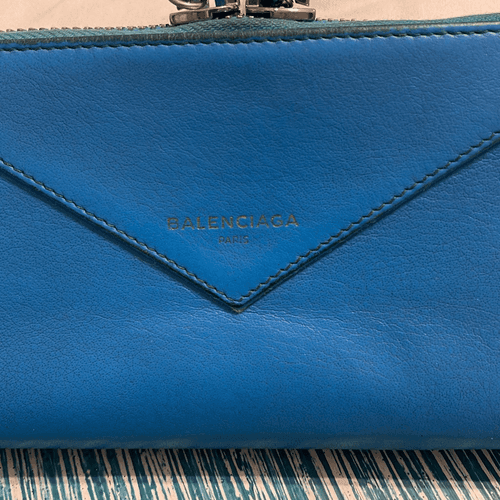 Balenciaga Papier Continental Lagoon Blue Wallet With Authenticity Included - Thumbnail 3