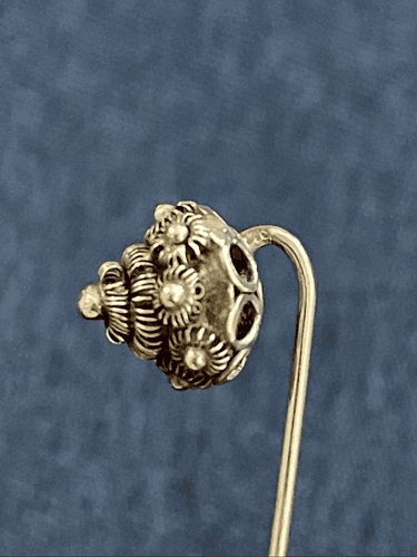 Vintage Dutch Zeeuwse Silver Wirework & Filigree Dome Hat Pin - Thumbnail 7