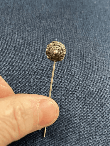 Vintage Dutch Zeeuwse Silver Wirework & Filigree Dome Hat Pin - Thumbnail 10